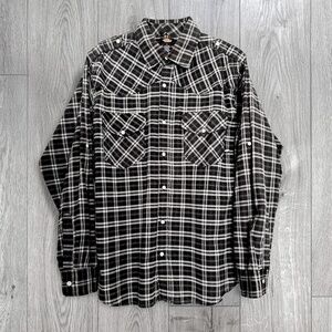 Dickies Long Sleeve Button Up Shirt Men's Size Medium Black Plaid Vintage Y2k